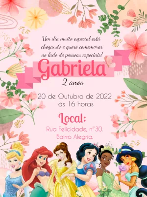 Invitación de cumpleaños Princesas – Estático – Gley Leobas