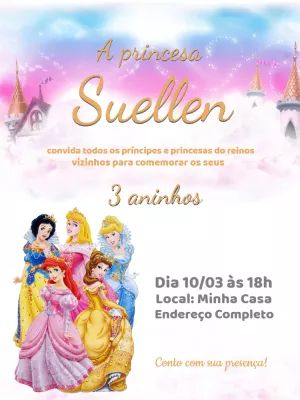 Invitación de cumpleaños Princesas – Estático – Jonathan Fiuza