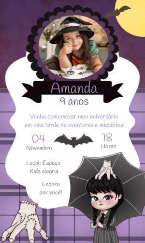 Invito di compleanno Mercoledì – Statico – Convites Personalizados
