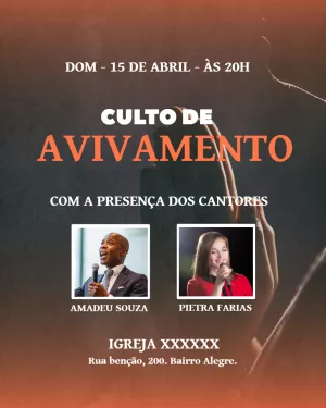 Cartaz para Culto de Avivamento com Fotos para Editar Online
