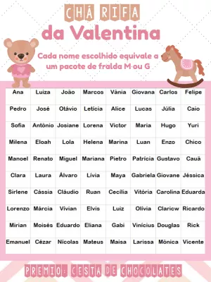Chá Rifa Ursinha Rosa Editável para Imprimir e Enviar