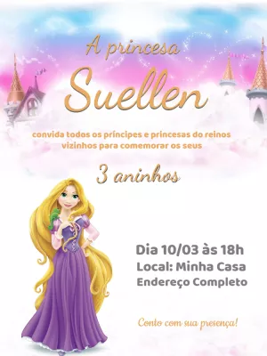 Invito di compleanno Rapunzel – Statico – Jonathan Fiuza