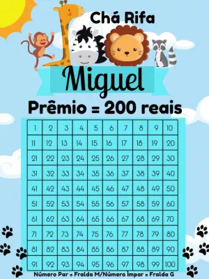 Chá Rifa Safari com Animais Fofos para Editar Online