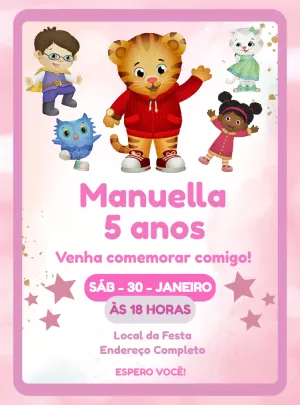 Convite de Aniversário Daniel o Tigre para Editar Online