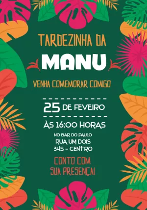Convite Aniversário Tardezinha Tropical para Editar Online