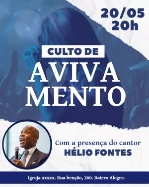 Convite para Culto de Avivamento com Foto para Editar Online