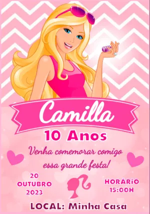 Invitación de cumpleaños Barbie – Estático – Josy