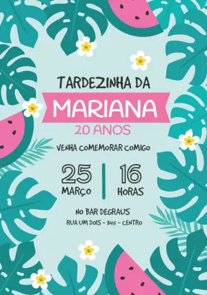 Convite Aniversário Tardezinha Tropical para Editar Online