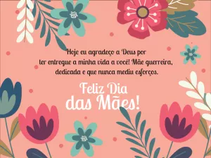 Cartão Dia das Mães Floral com Mensagem para Editar Online