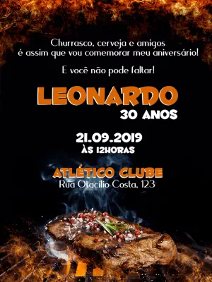 Convite de Aniversário Churrasco Rústico para Editar Online