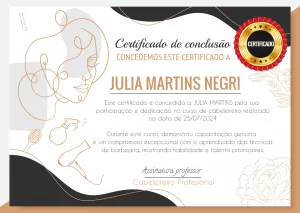 Certificado de Cabeleireira Salão de Beleza para Editar Online