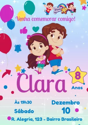 Convite de Aniversário Maria Clara e JP para Editar Online