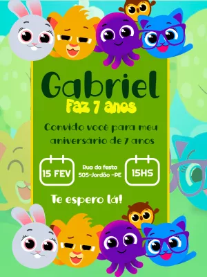 Convite de Aniversário Bolofofos para Editar Online