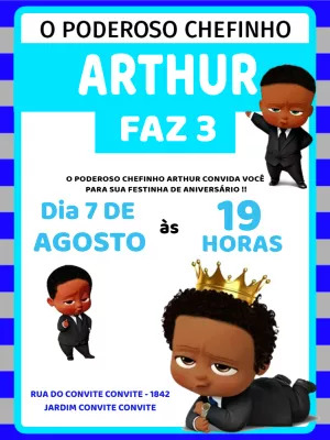 Convite Aniversário Poderoso Chefinho Negro para Editar Online