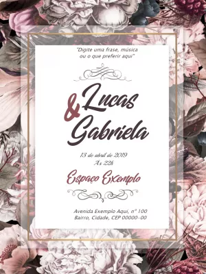 Convite de Casamento Floral Vintage para Editar Online