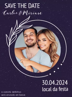 Convite Save the Date Casamento com Foto para Editar Online