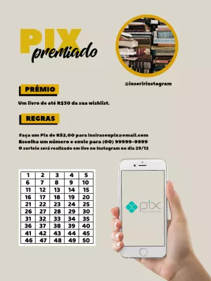 Arte para Rifa Pix Premiado com Foto para Editar Online
