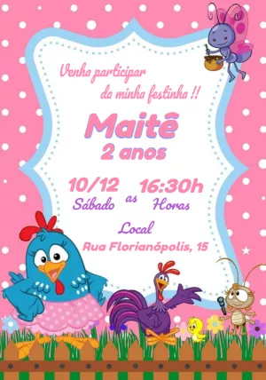Galinha Pintadinha生日邀请函 – 静态 – Fernanda Maciel Rocha
