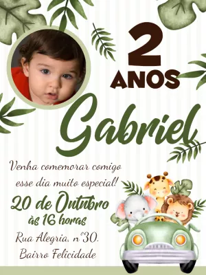 Safari Birthday Invitation – Static – Gley Leobas
