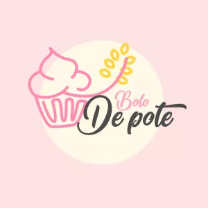 Logo Bolo de Pote com Cupcake Delicado para Editar