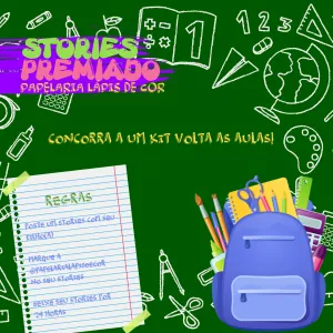 Arte para Sorteio Volta às Aulas: Stories Editável Online