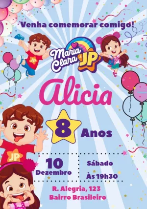 Convite Aniversário Maria Clara e JP para Editar Online