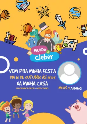 Convite Aniversário Mundo Bita com Personagens para Editar