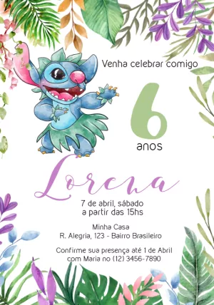 Invitación de cumpleaños Stitch – Estático – Julia B