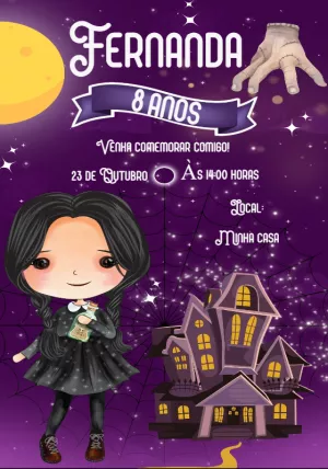 Invito di compleanno Mercoledì – Statico – Convites Personalizados
