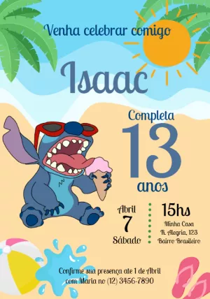 Invitación de cumpleaños Stitch – Estático – Julia B