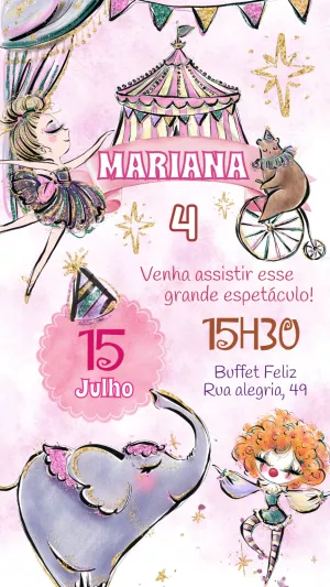 Invitation d'anniversaire Cirque – Statique – Felicity Artes