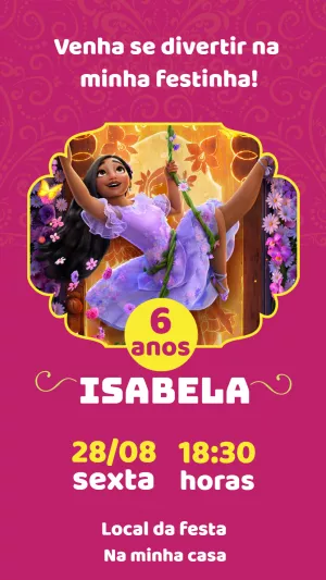 Convite de Aniversário Encanto Isabela Editável Online