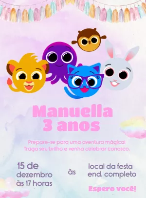 Invitación de cumpleaños Bolofofos – Estático – Decore Arte