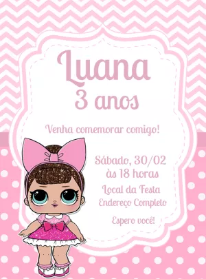 Convite Aniversário Boneca Lol Surprise para Editar Online