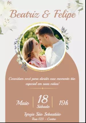 Convite de Casamento com Foto para Editar e Imprimir Online