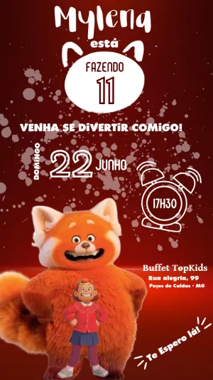 Convite de Aniversário Red: Crescer é uma Fera Editável