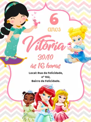 Invitación de cumpleaños Princesas – Estático – Pedro Henrique
