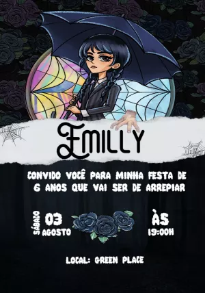 Invito di compleanno Mercoledì – Statico – Convites Personalizados