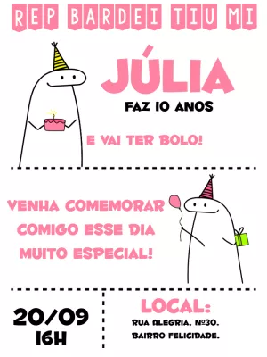 Convite de Aniversário Flork Meme para Editar Online