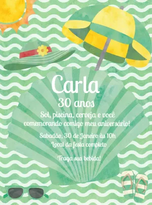 Convite de Aniversário Pool Party Verão para Editar Online