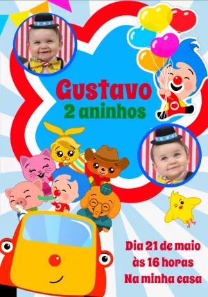 Convite Aniversário Plim Plim com Foto Editável Online