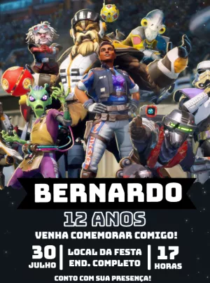 Convite Aniversário Star Wars Hunters para Editar Online