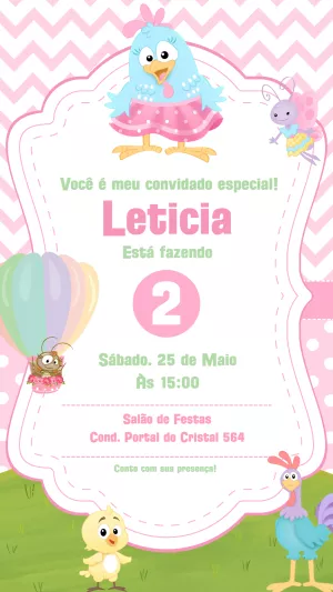 Galinha Pintadinha Birthday Invitation – Static – Gisele