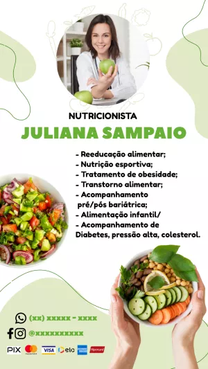 Cartão de Visita Digital Nutricionista para Editar Online