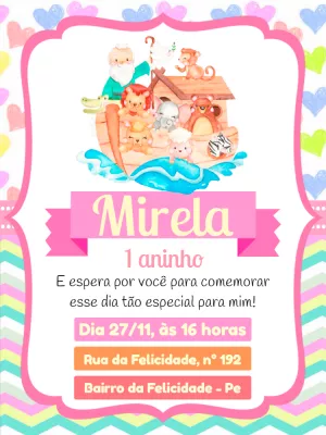 Convite de Aniversário Arca de Noé Editável Online