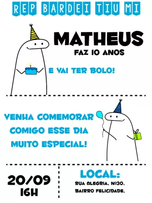 Convite de Aniversário Flork Meme para Editar Online