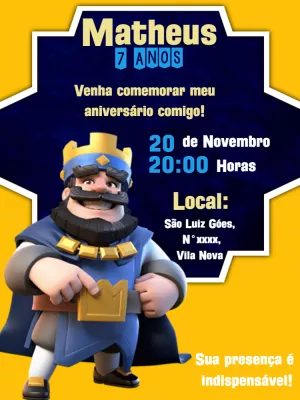 Convite de Aniversário Clash Royale para Editar Online