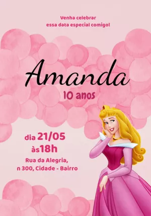 Invitación de cumpleaños Princesas – Estático – Beatriz Lopes dos Anjos