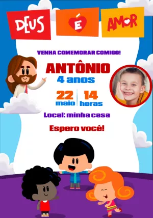 Convite Aniversário 3 Palavrinhas com Foto para Editar Online