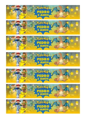 Rótulo de Garrafa Pokémon para Aniversário para Editar Online